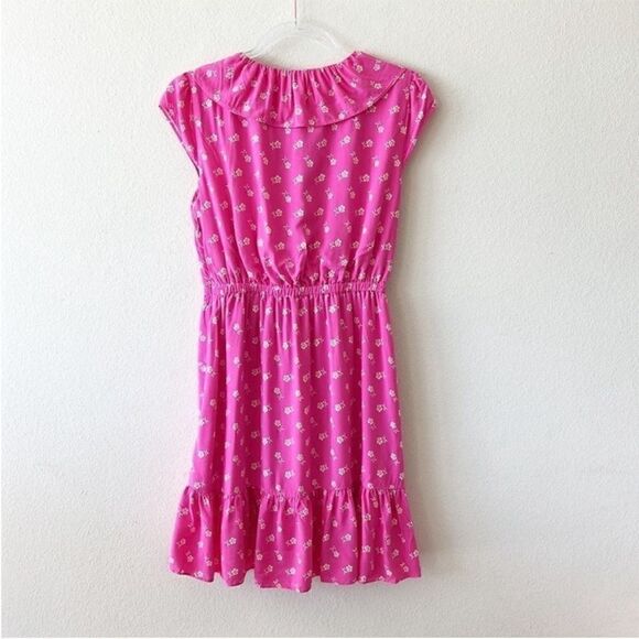 J Crew Vibrant Fuchsia Floral Ruffle Dress - Picture 6 of 11